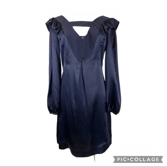SEE BY CHLOE 100% Silk Victorian Inspired Navy Mini Dress 4 - Picture 2 of 10